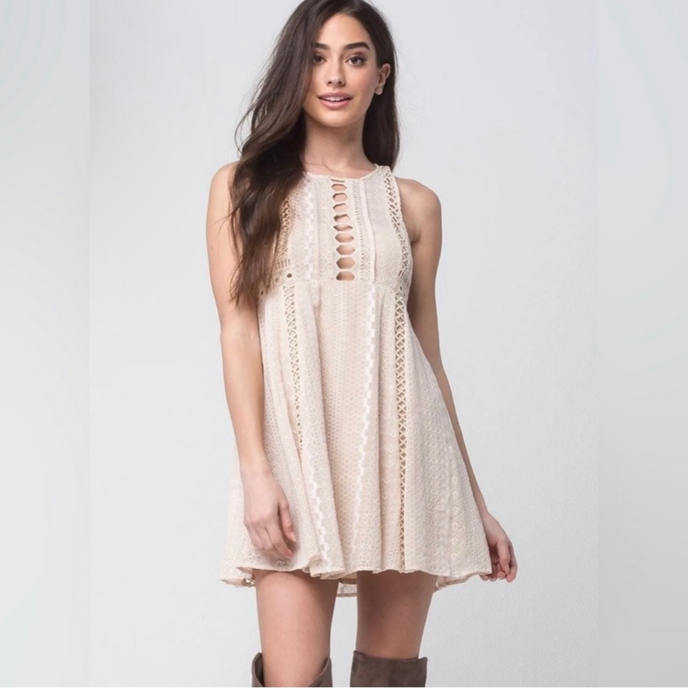 Free People Cream Lace Mini Dress